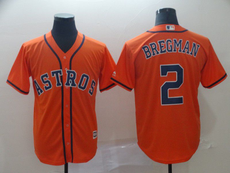 Men Houston Astros #2 Bregman Orange Game MLB Jersey->houston astros->MLB Jersey